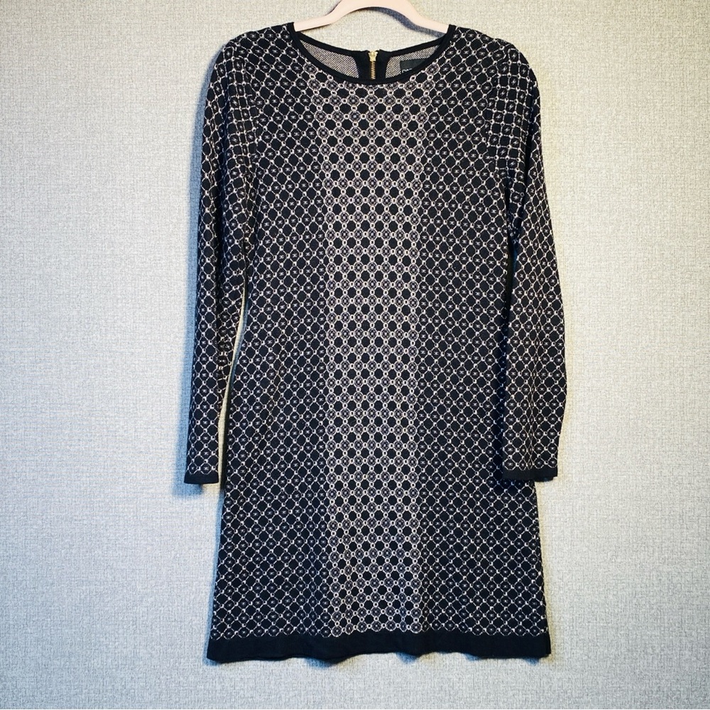 Cynthia Rowley Medium Women’s Black White Cotton Blend Long Sleeve Knit Dress